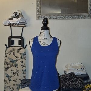 Nordstrom Royal Blue Sleeveless Tank with Stud Embellishments